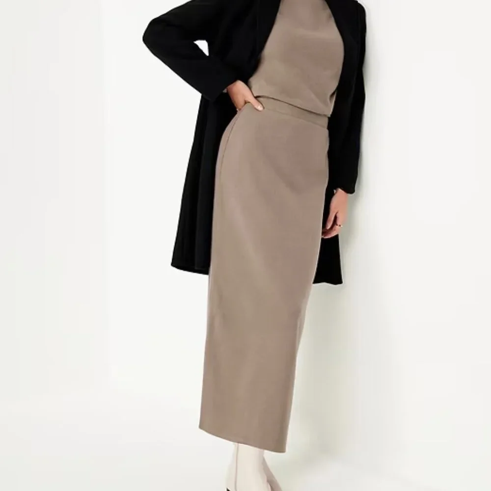 Old Navy Chocolate Malted Cozy Maxi Column Skirt/NWT/L - Picture 3 of 15